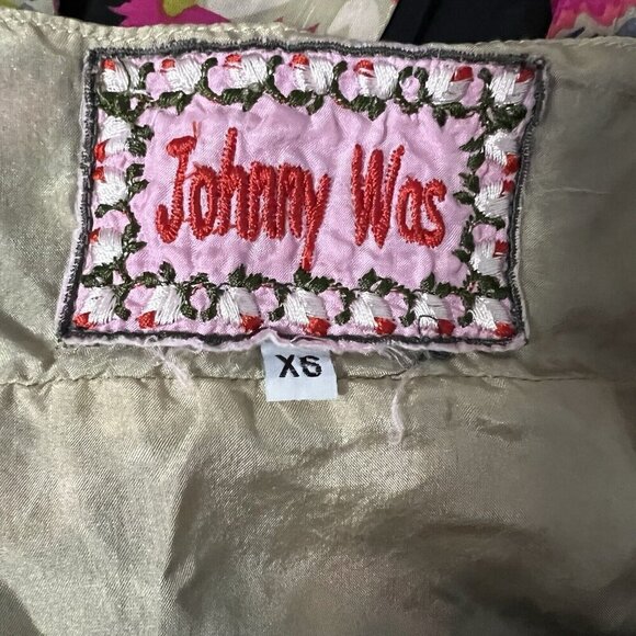 Johnny Was Floral Embroidered Silk Dress Pink Black Size XS Belted - Picture 4 of 7